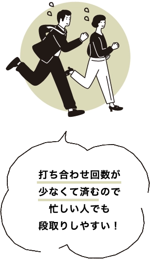 打ち合わせ回数が少なくて済むので忙しい人でも段取りがしやすい！