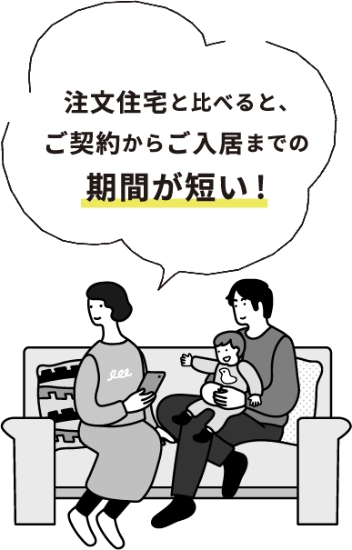 注文住宅と比べると、ご契約からご入居までの期間が短い！